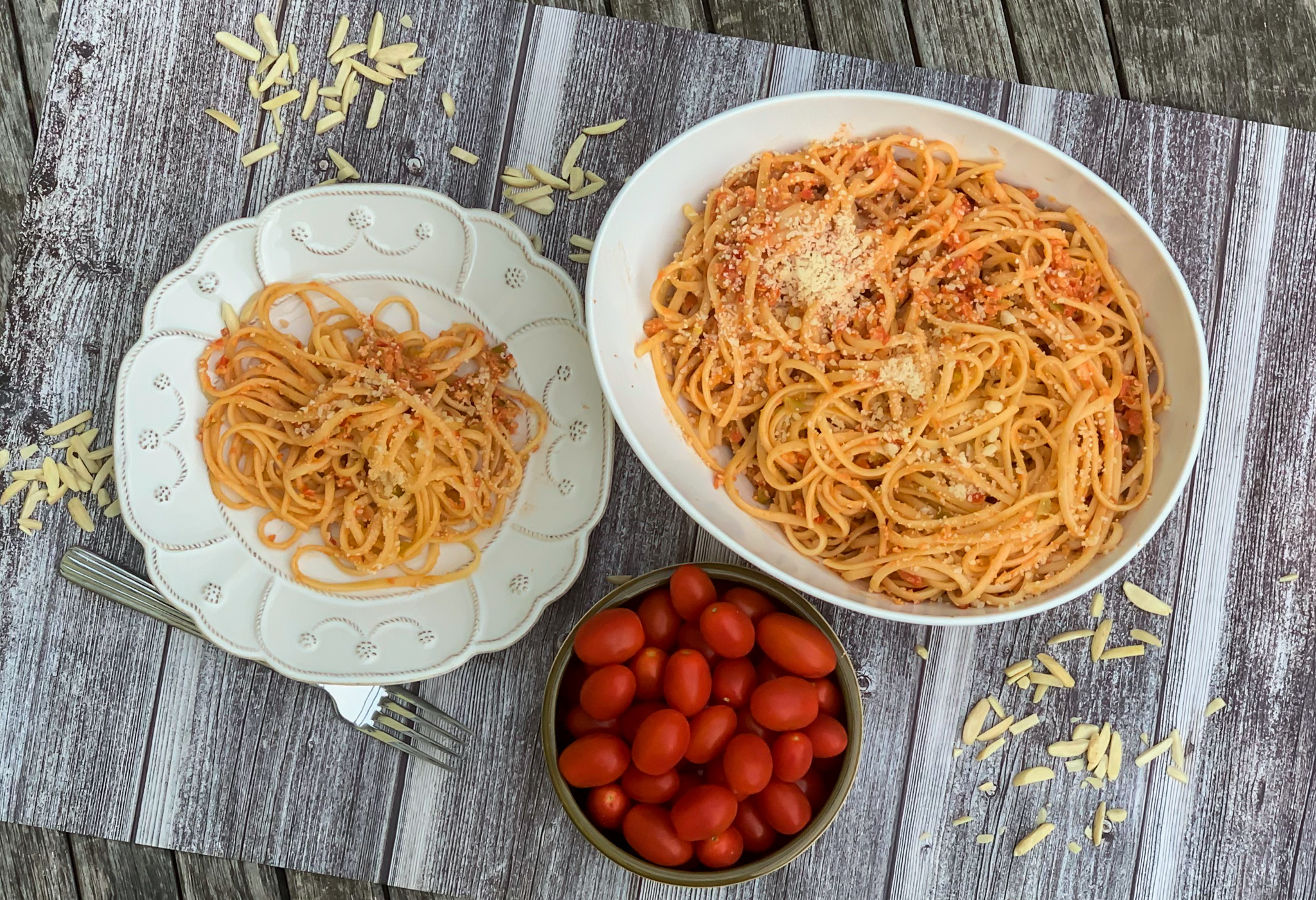 Pasta With Tomato And Almond Pesto Simple By Cindy